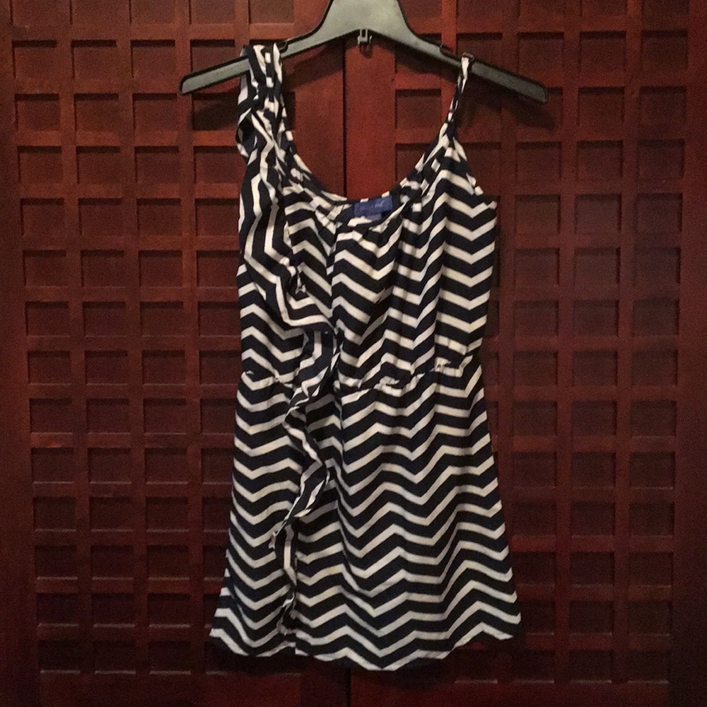 Blue and white zig-zag pattern Envy Me dress.